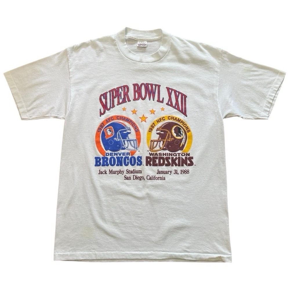 Vintage 80s Super Bowl XXII Washington Denver Broncos NFL Football T-shirt